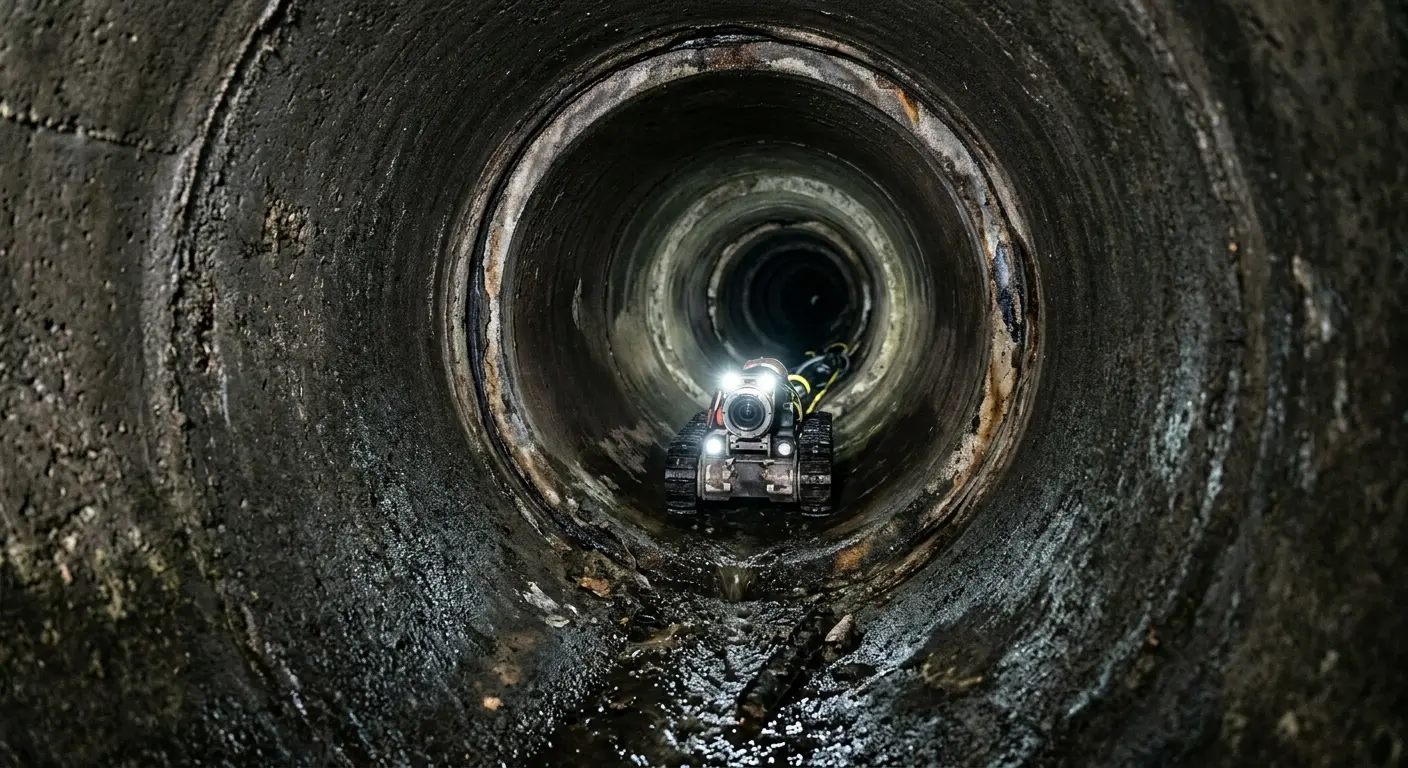 Robotic sewer camera inspecting pipe interior for Sewer Line Cleaning in Beardstown